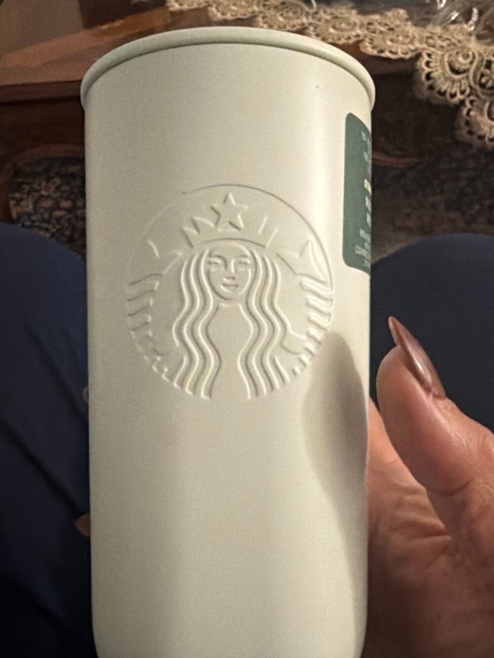 Starbucks Cream MatteEmbossed Tumbler
